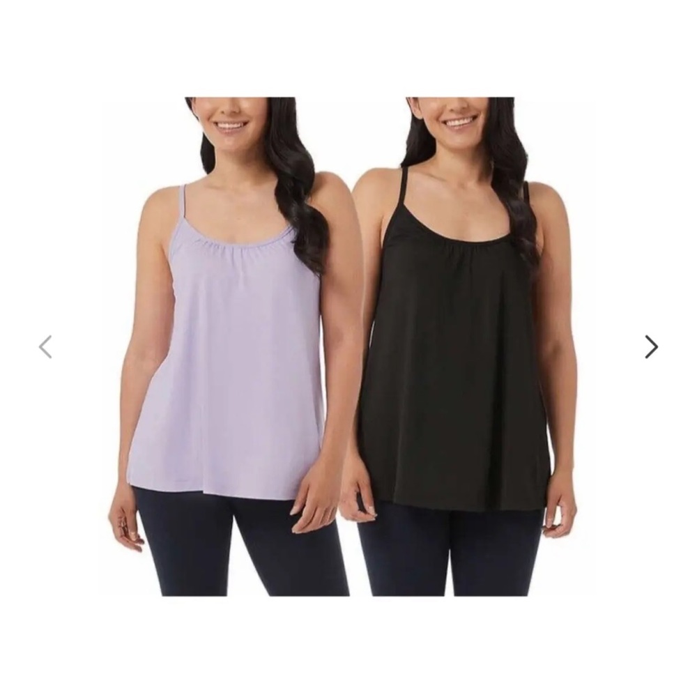 32 Degrees Ladies' Bra Top Cami 2-pack ~ Color Black/Lilac